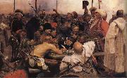 Ilya Repin The Zaporozhyz Cossachs Writting a Letter to the Turkish Sultan USA oil painting artist